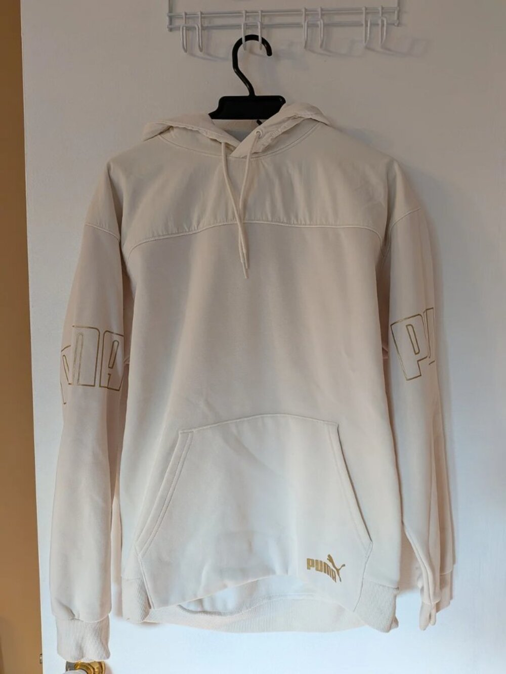 PUMA Men's Winterized Logo Hoodie Beige Cream off White Cotton Blend Medium - Picture 7 of 15